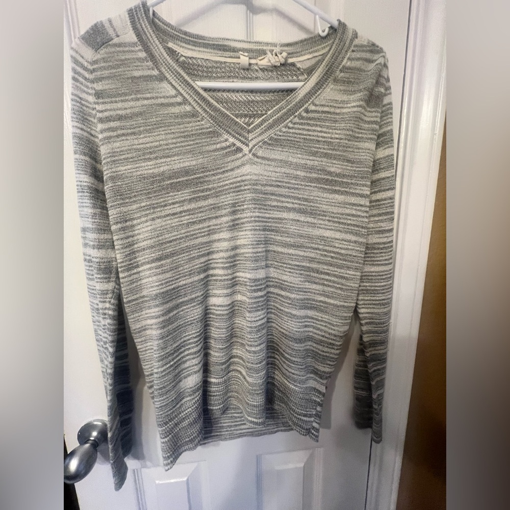 Anthologie MOTH Gray Marled Space Dye V-Neck Sweater | Size Small